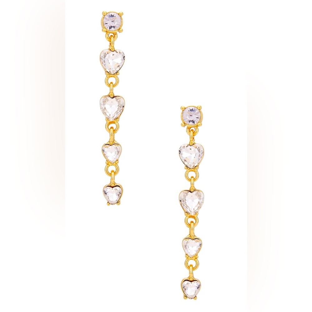 NWT Ettika Stud Drop Earrings, Gold & Clear Crystal